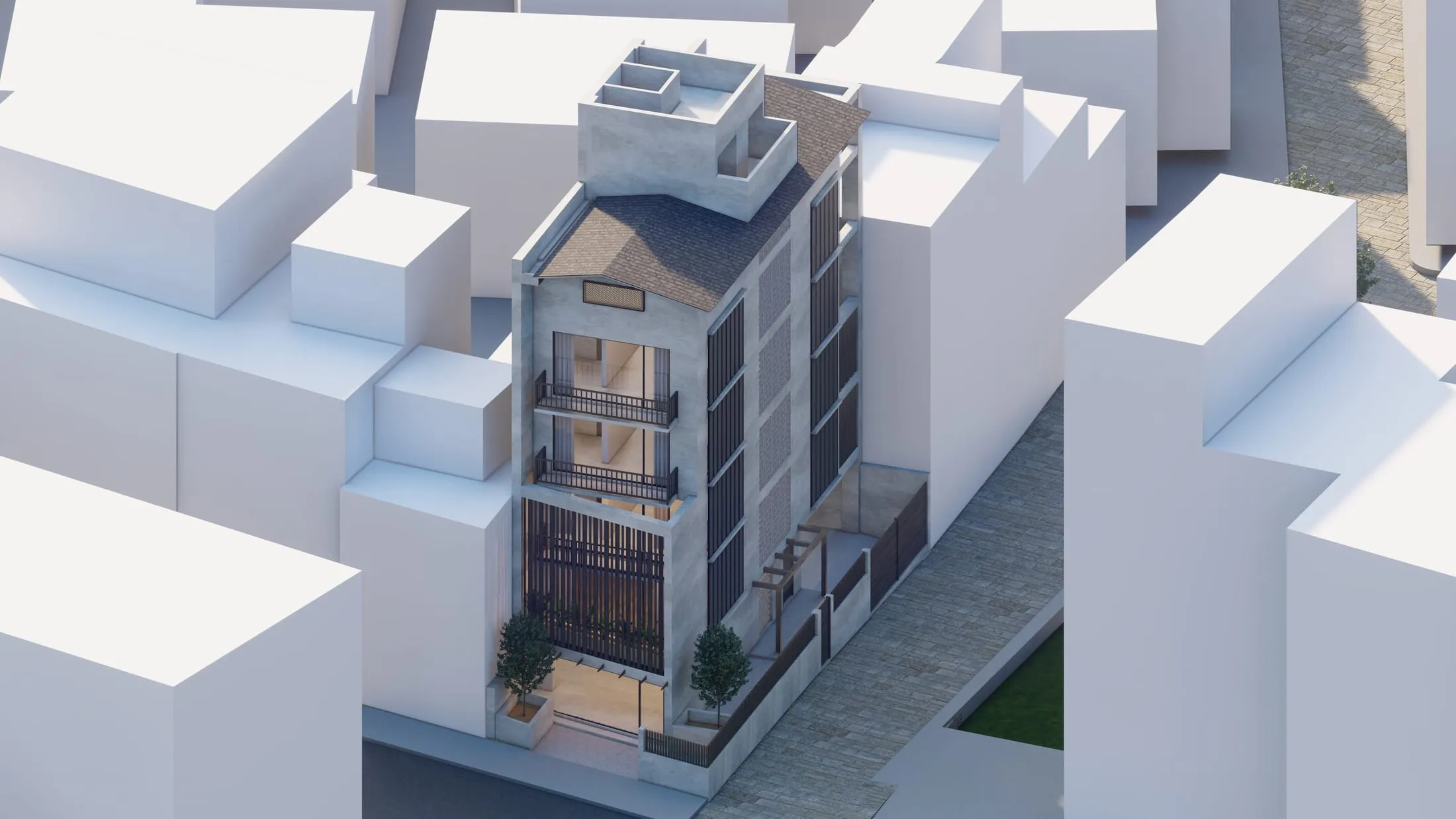 Street elevation study of the school