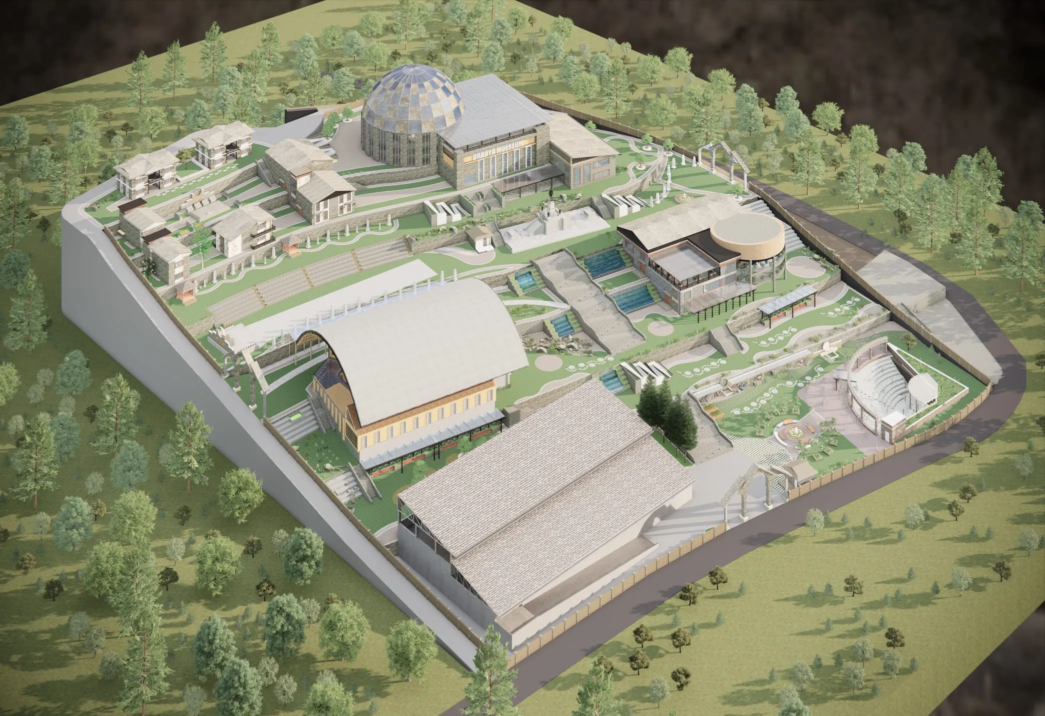 Aerial view of the cultural centre complex