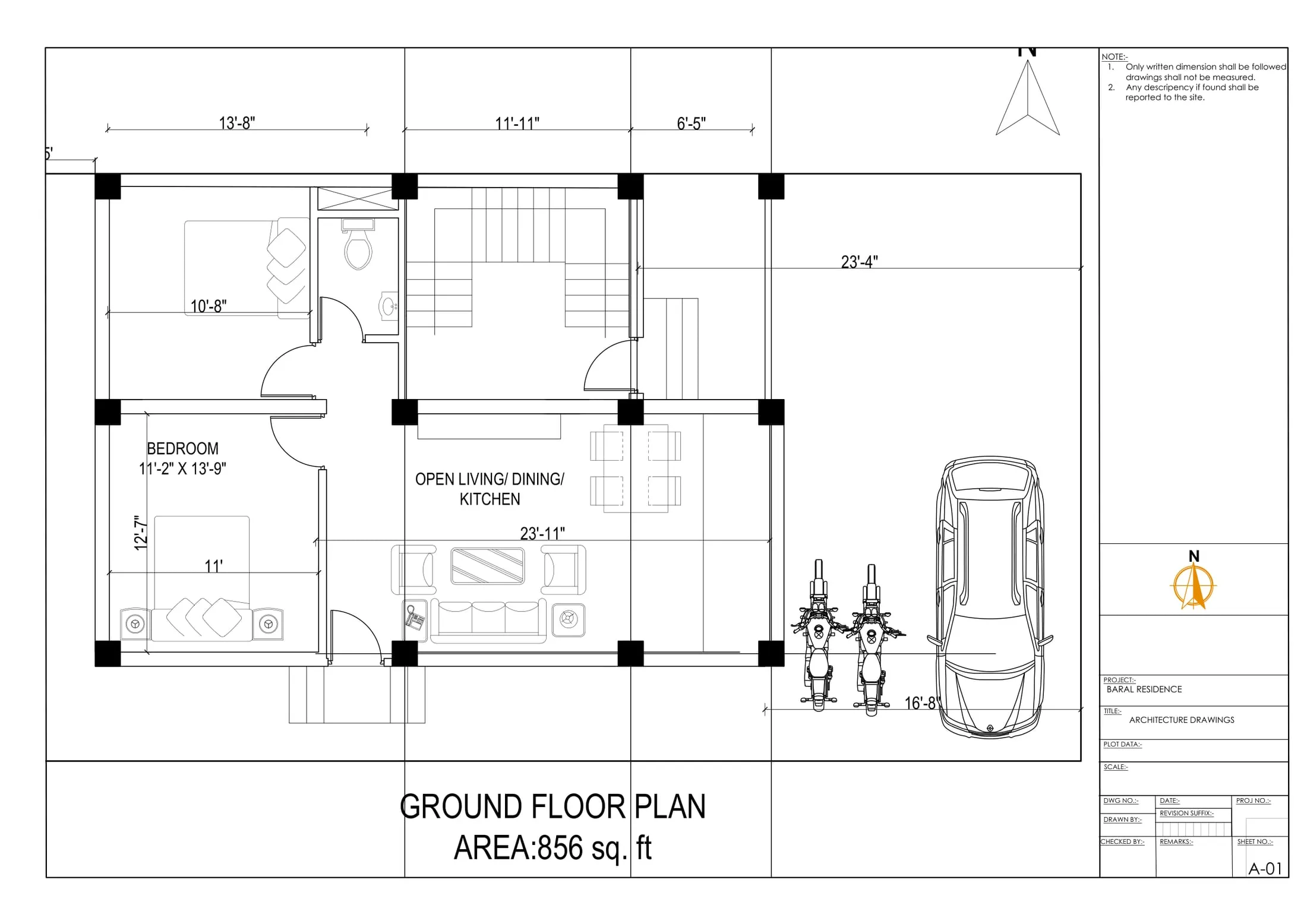 Ground floor plan of the Baral Residence