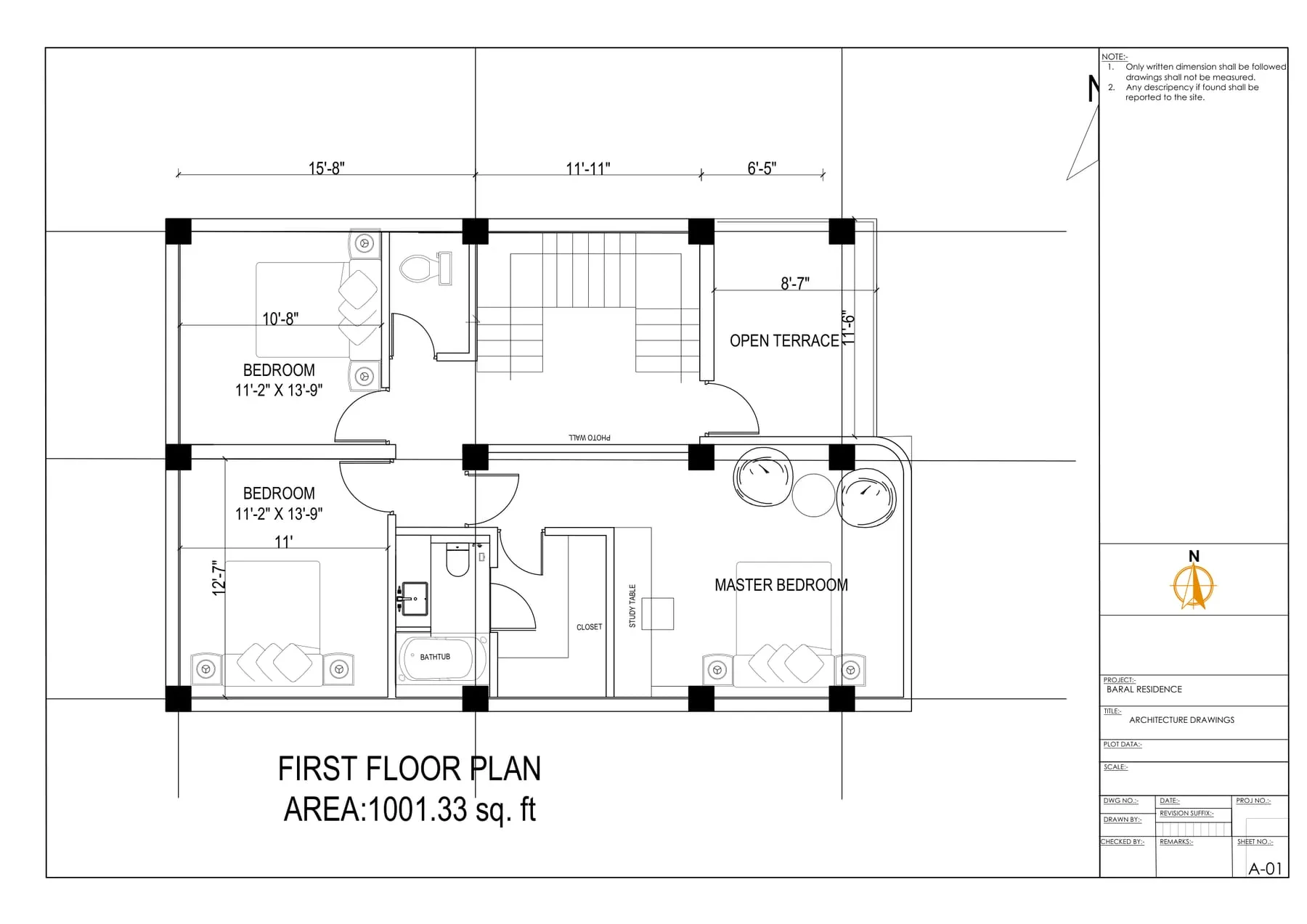 First floor — 1,001 sq ft
