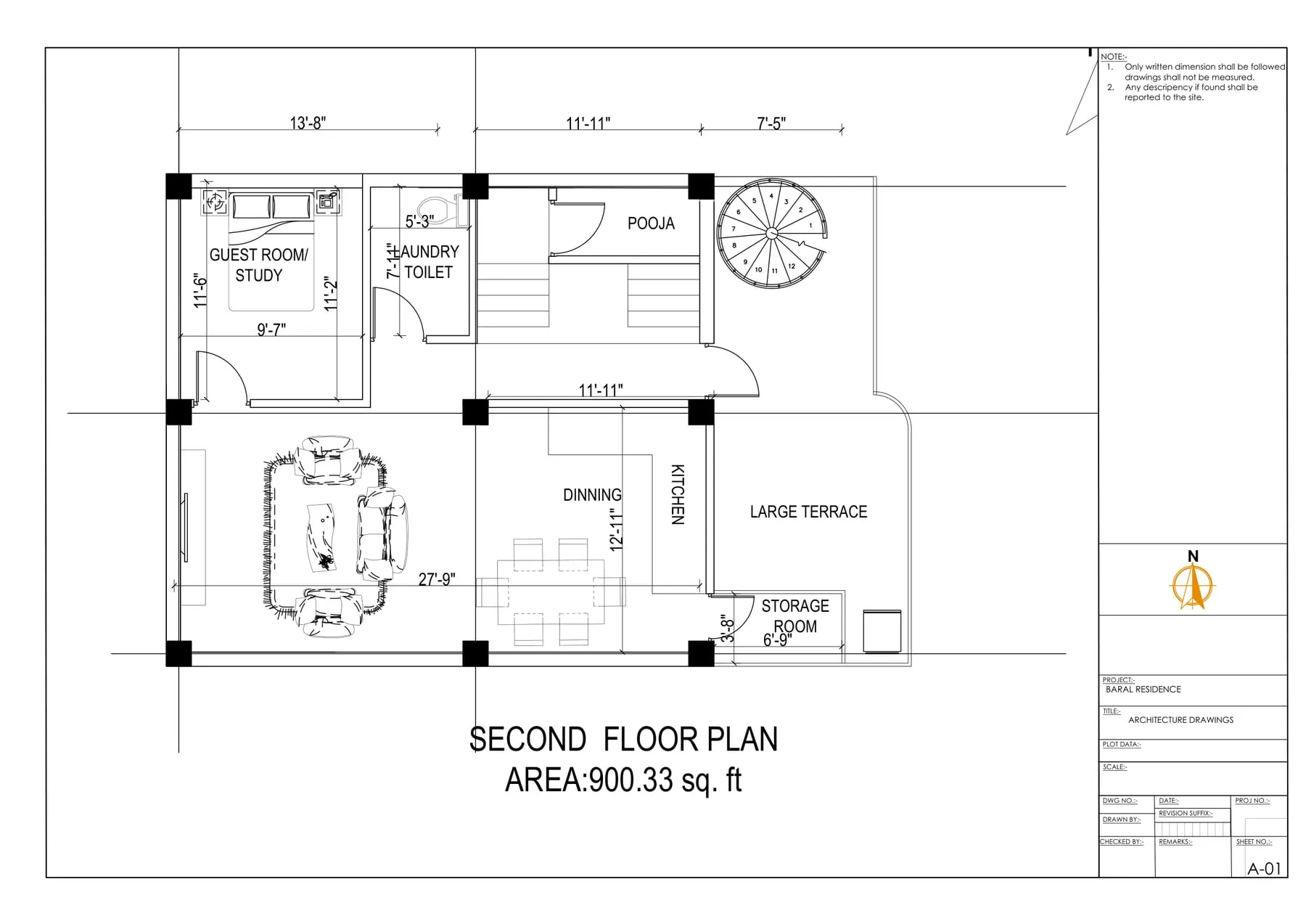 Second floor — 900 sq ft